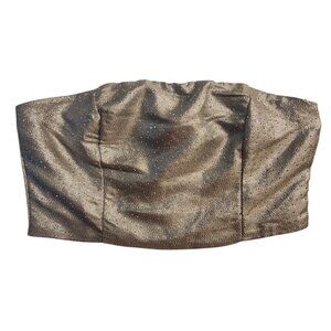 Apeach Crop Top Tube Top Silver Rhinetone Size M Embellished Zipper